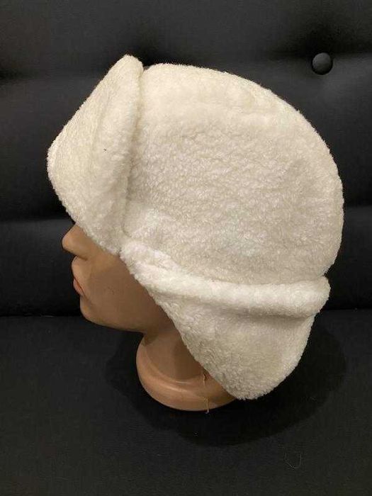 Вушанка ушанка барашек тедди молочный цвет флис на кнопочках