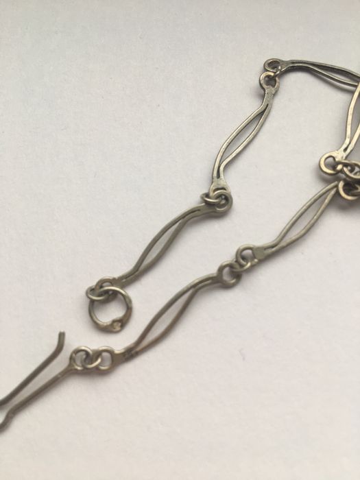 Stary wisior, łancuszek z bursztynem srebro 800