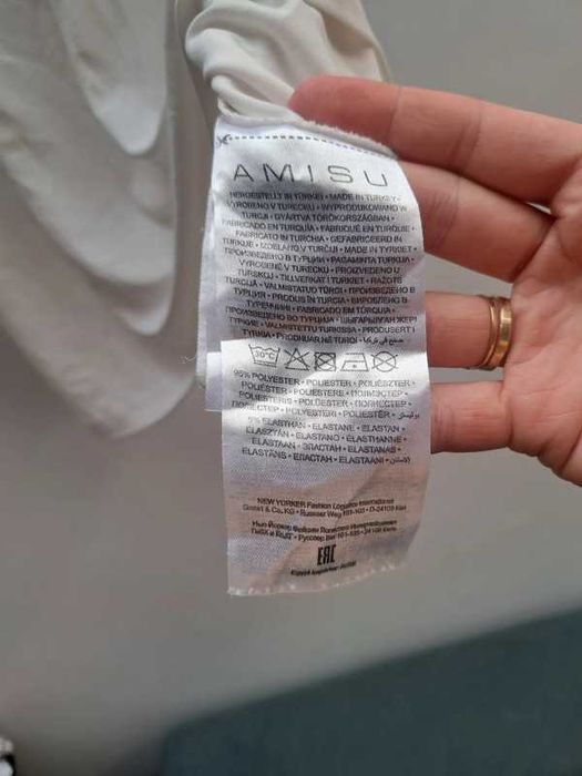Biała bluzka na ramiączkach z koronką Amisu, rozmiar XXS