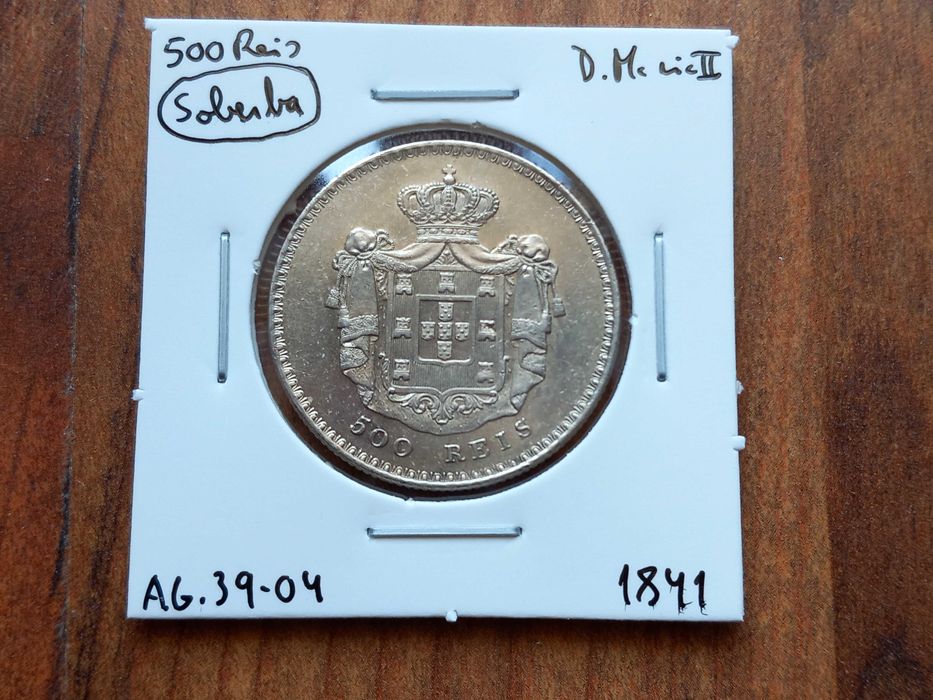 Moeda 500 Reis 1841 D. Maria II  - Soberba!