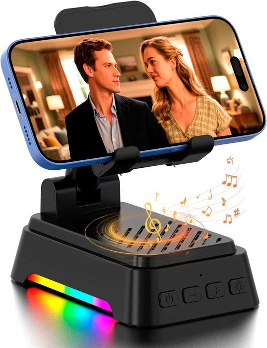 AUYLE Głośnik Bluetooth z uchwytem na telefon RGB Lampka LED 3w1 2000mAh