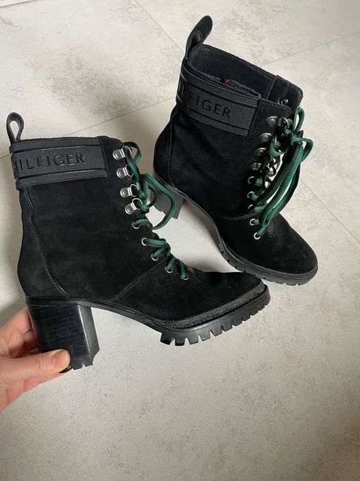 Skórzane botki Tommy Hilfiger Czarne