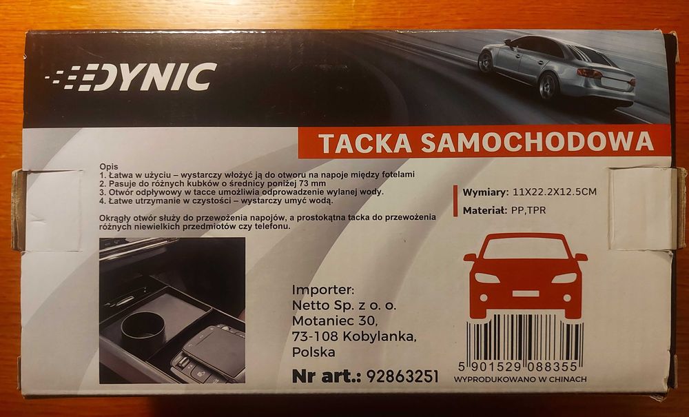 NOWY Samochodowy uchwyt na kubek, z tacką, uniwersalny