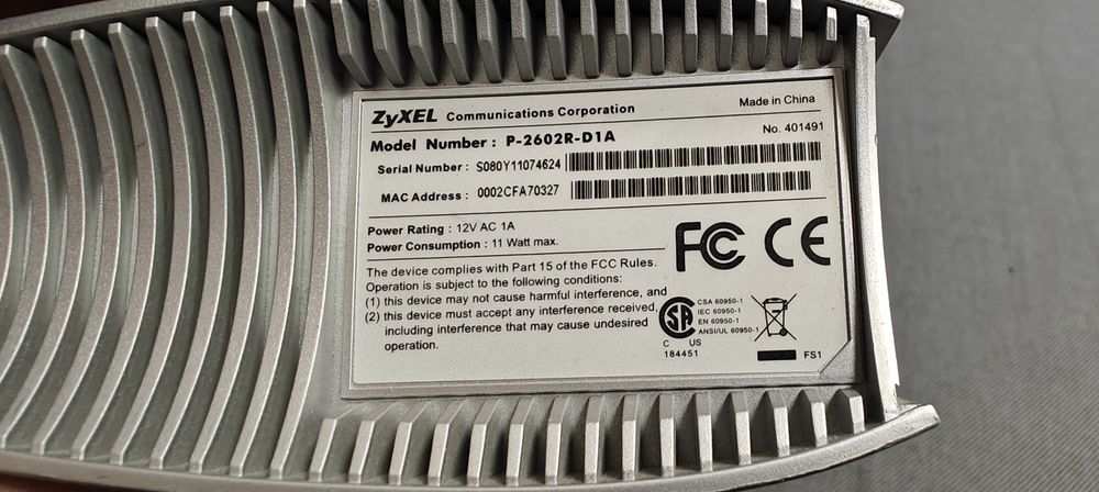 Zyxel ADSL router Netia