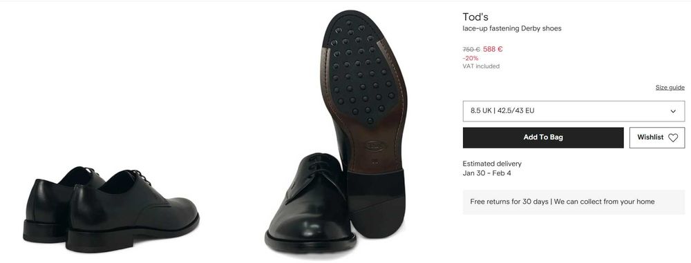 Sapato Gala marca Tod's Numero 44 Novo