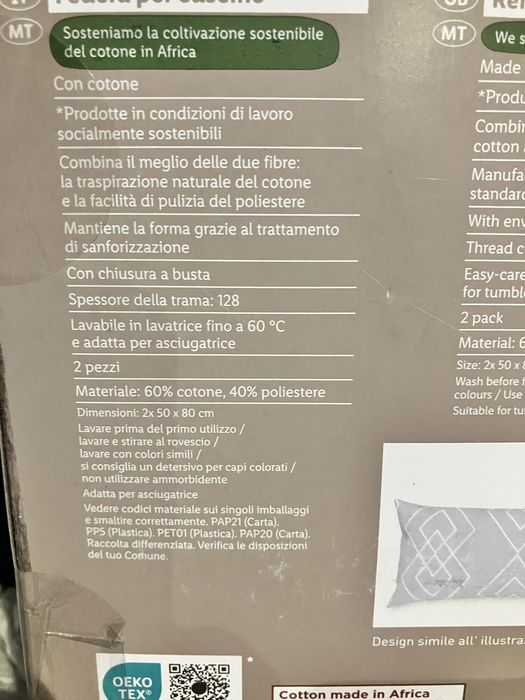 Poszewki na poduszki Livarno Home 50×80 cm 2 szt. szary geometryczny