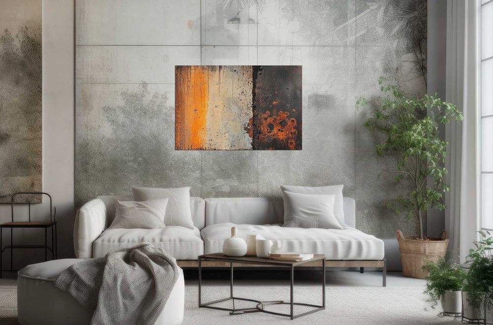 Rdzawa Abstrakcja | Obraz na płótnie 60x40 cm – Surowa Elegancja (057)