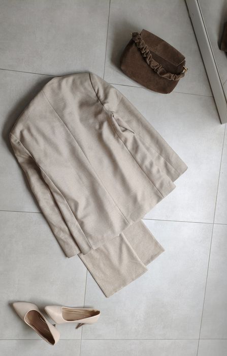 Zara marynarka szal m 38 kremowa
