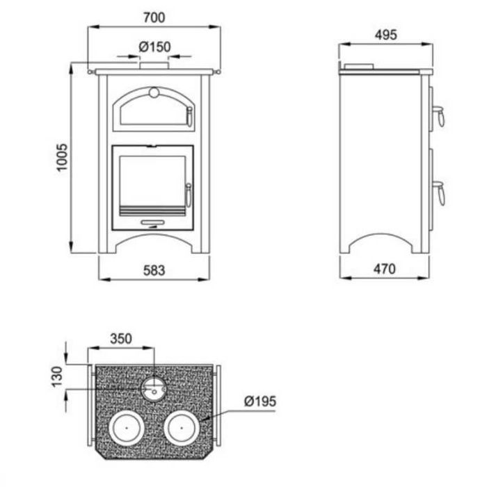 Salamandra a Lenha 14Kw BROMPI Forno e Discos Cozinhar