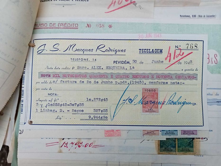 Lote de documento antigos anos 40 e 50
