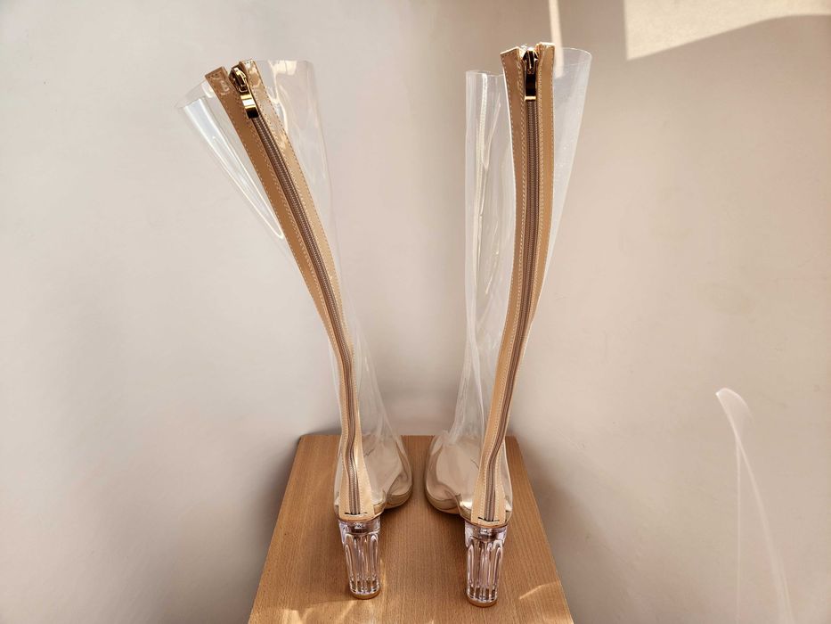 Силіконові прозорі чобітки на каблуку