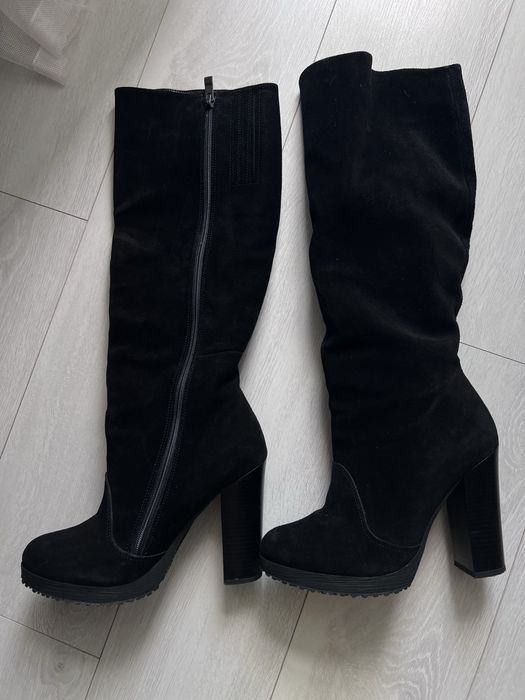 Чоботи жіночі на каблуку замш зима/осінь