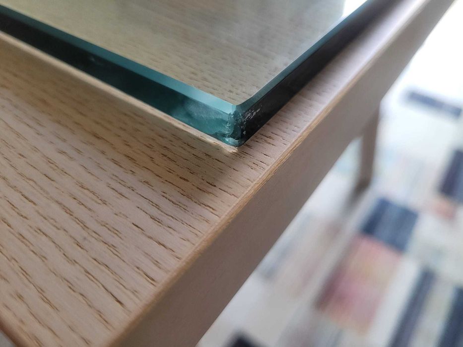 Tampo de vidro temperado 140x80cm, 1cm espessura, boleado