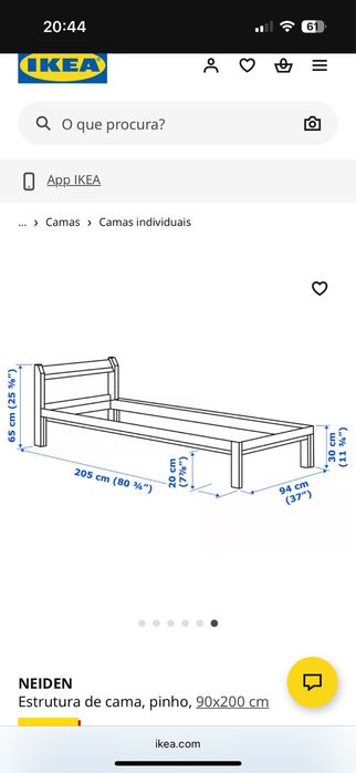 Cama IKEA Neidem com estrado e colchão