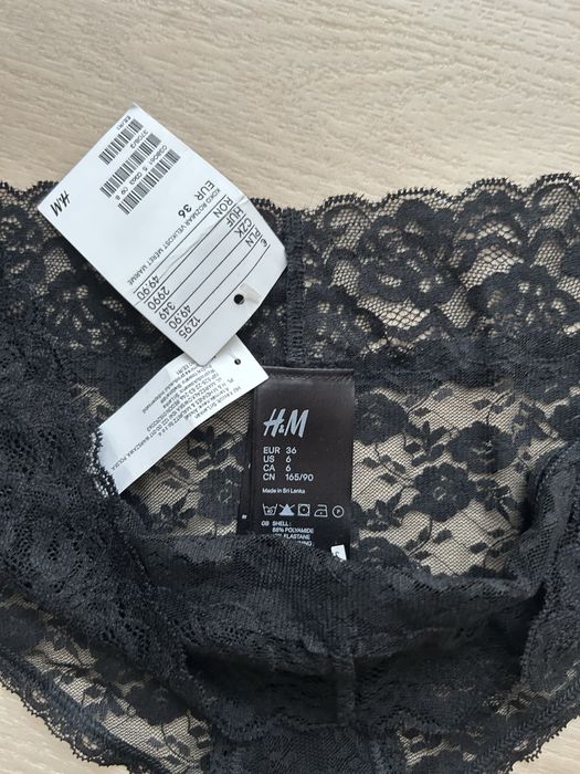 H&M czarne koronkowe majtki figi 36
