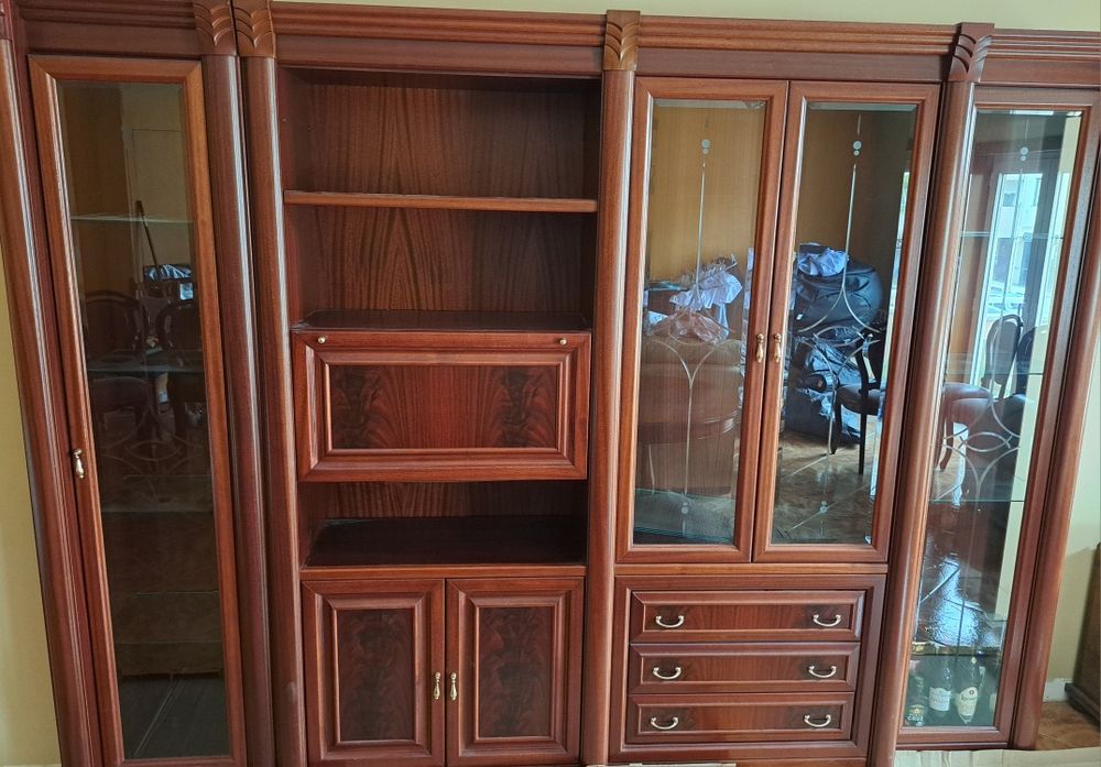 Móvel de sala completa com bar de canto cadeiras  mesa e móvel de tv