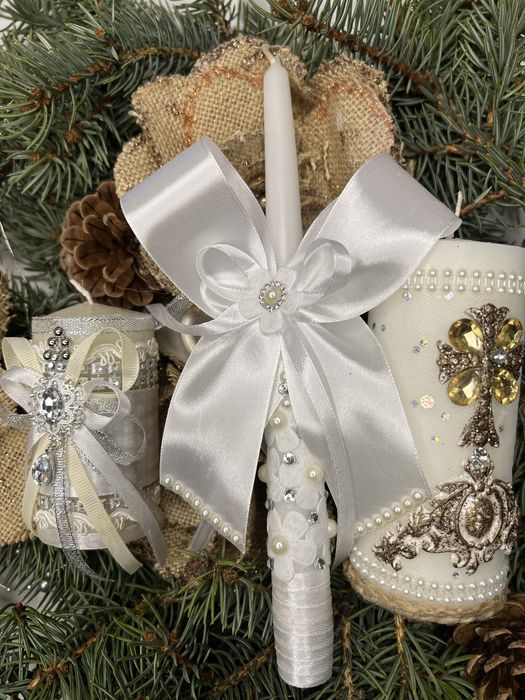 Свічки святкові, набір з трьох штук