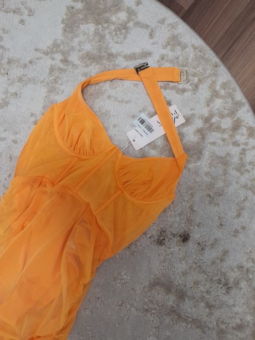 Sukienka marszczoną mini body sexy letnia plażowa dekolt s m