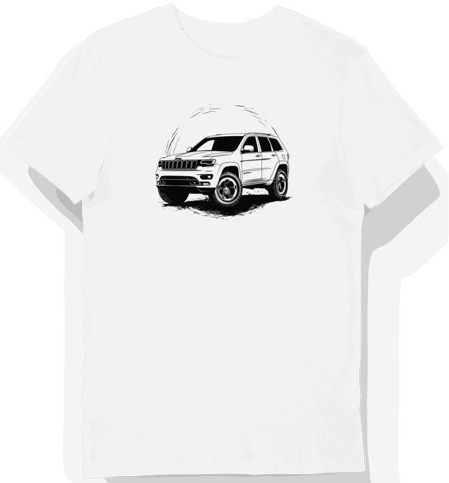 Koszulka męska biała Dynamiczny Styl SUV Jeep L