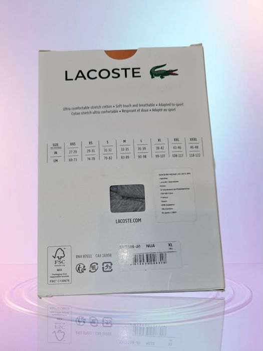 3 szt. bokserki Lacoste oryginalne, rm. XL, czarne szare i białe, z op