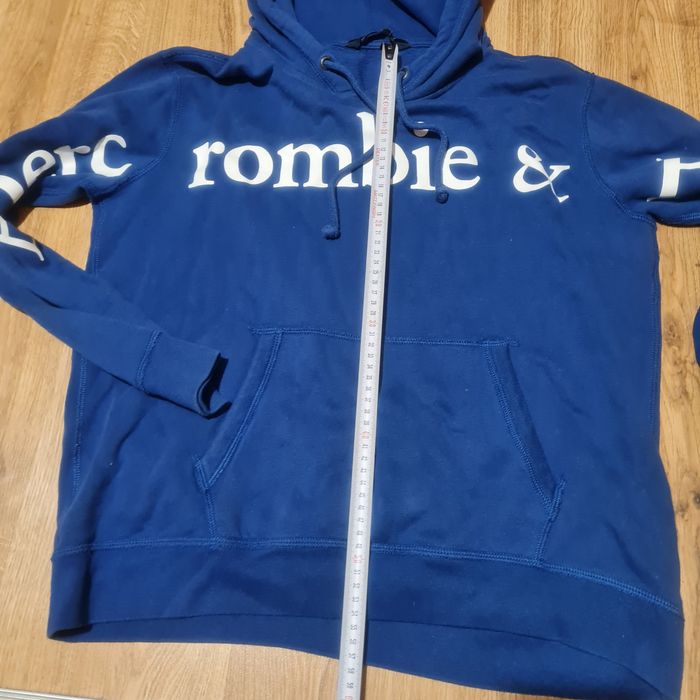 Abercrombie & Fitch niebieska bluza z kapturem r. S XS z napisem
