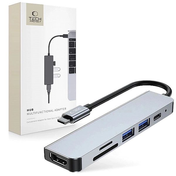 HUB Tech-Protect V4/6w1 USB-C - USB-A 3.0 / USB-A 2.0 / USB-C / HDMI /