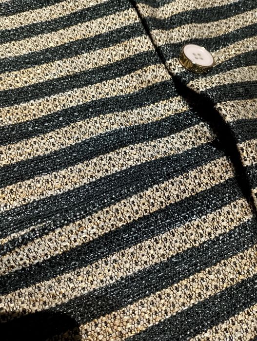 Złoty Damski Płaszcz Dwurzędowy W Paski Hoss Intropia