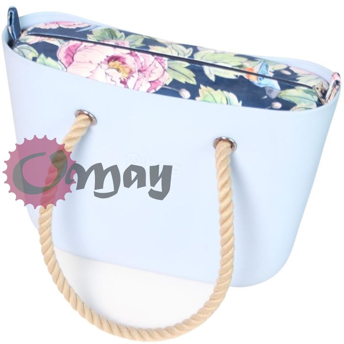 organizer OBAG STANDARD velvet welur kwiaty niebieski 2 kieszenie OMAY
