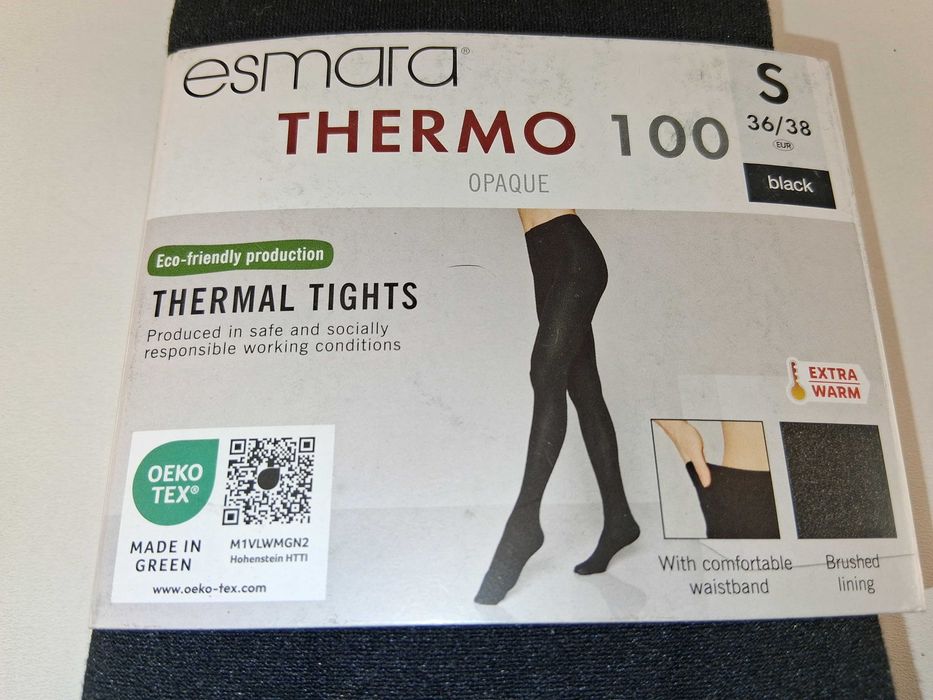 A182 Esmara Rajstopy Termiczne Thermo100 Opaque Czarne Rozmiar S 36/38