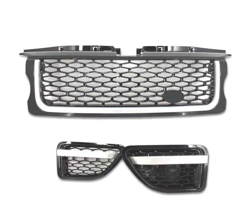 GRELHAS FRONTAIS + LATERAIS RANGE ROVER SPORT 05-09 LOOK PIANO BLACK EDITION