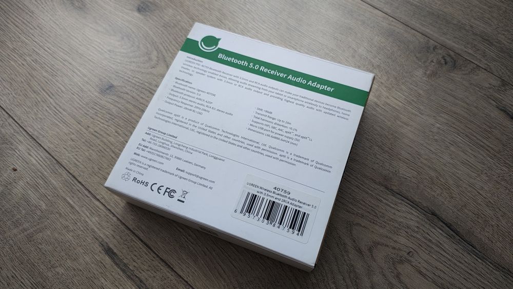 Adapter przekaźnik Bluetooth RCA Cinch do głośników. Ugreen 40759E