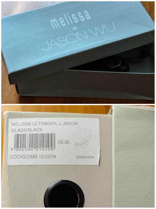 Sabrinas "jelly" Melissa Ultragirl + Jason  Glass/Black, tamanho 35/36
