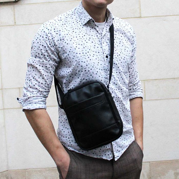 Сумка через плече чоловіча ділова сумка месенджер класична з еко шкіри