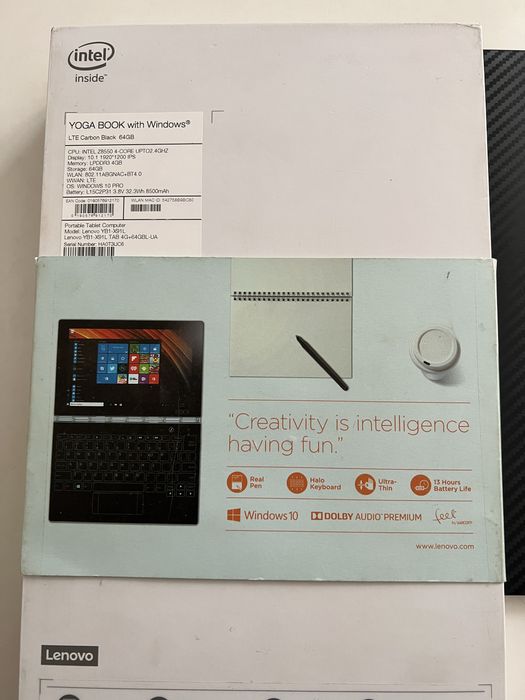 3 в 1 планшет нетбук  Lenovo YOGA Book YB1-X91 L Windows 10 Pro 4G UA