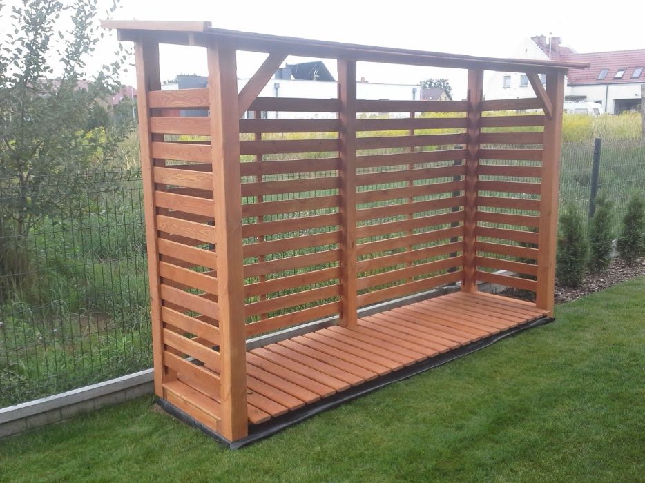 Drewutnia poszerzana 3,14 x 0,8m z dachem prostym jednospadowym
