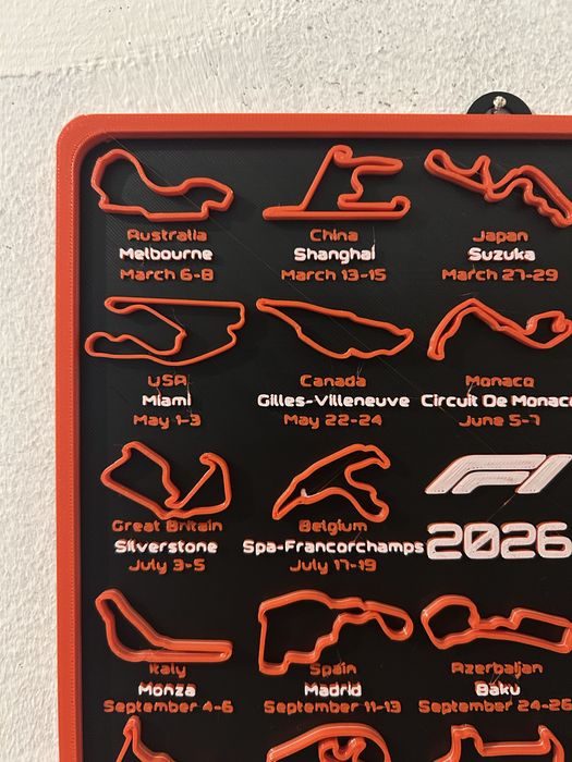 Calendario F1 2026 colocar na parede