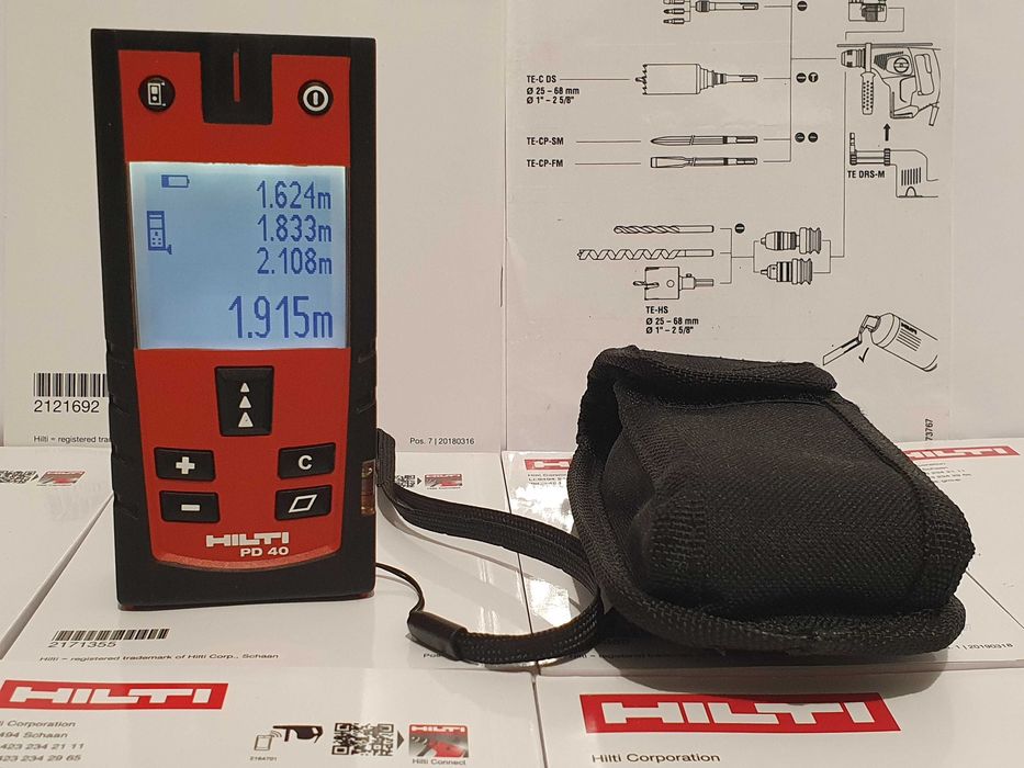 HILTI PD 40 dalmierz laserowy miarka miernik pd-e wurth leica Pomiar do 200m podświetlany ekran Super stan