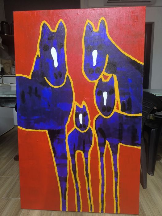Quadro "Horses" pintado a acrílico