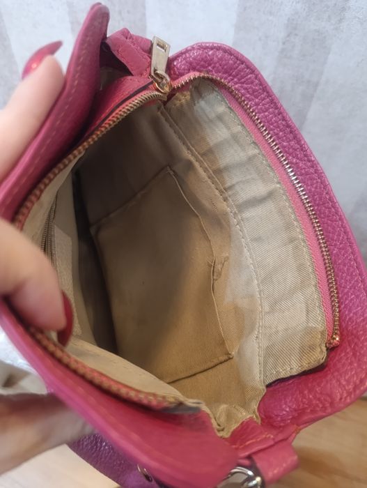 Torebka Ryłko skóra naturalna skórzana złoty łańcuszek łańcuch