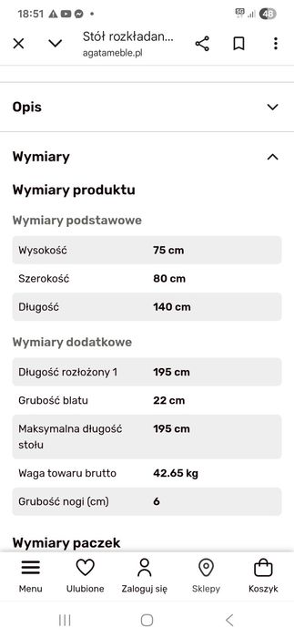 Stół  rozkładany