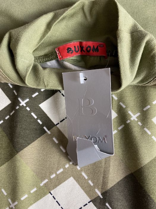 Wiskozowy golf bluzka khaki w kratę 38 S M lata 2000 vintage