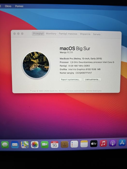MacBook Pro 13 2015 512GB | Oryginalne pudełko i ładowarka