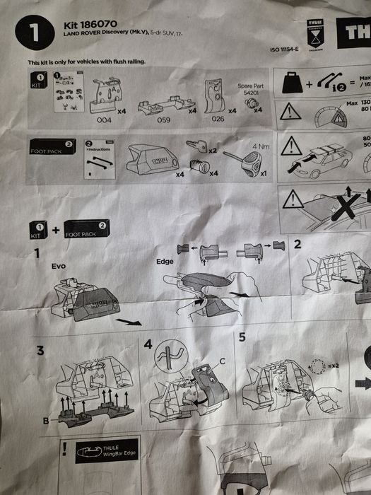 Thule kits para barras de tejadilho (ver texto com referências)