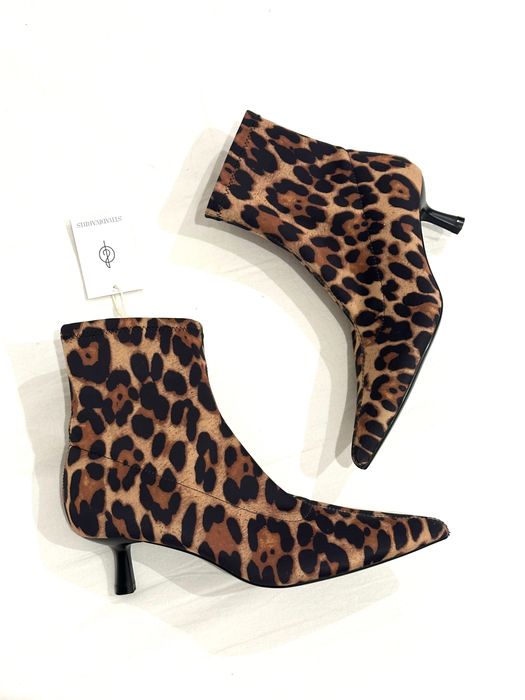 STRADIVARIUS botki na obcasie kitten kaczuszka panterka print NOWE 36