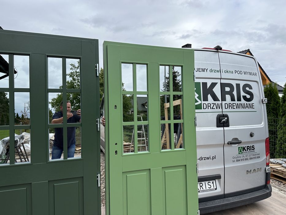 Drzwi zewnętrzne drewniane  zielone czerwone czarne białe Cała Polska