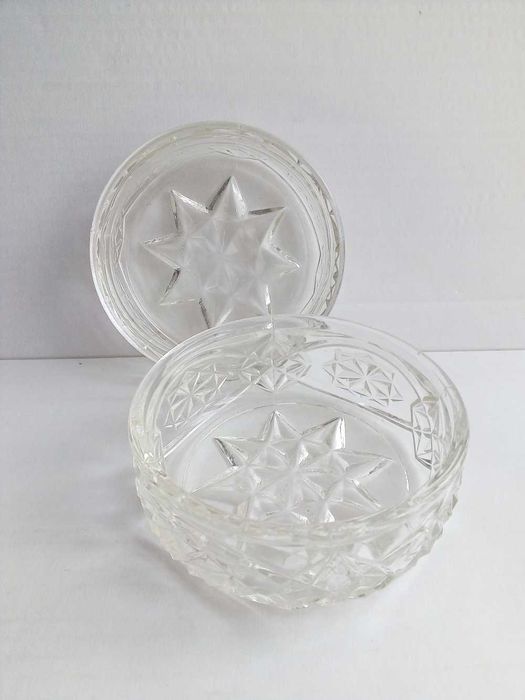 szklane puzderko Hortensja vintage PRL