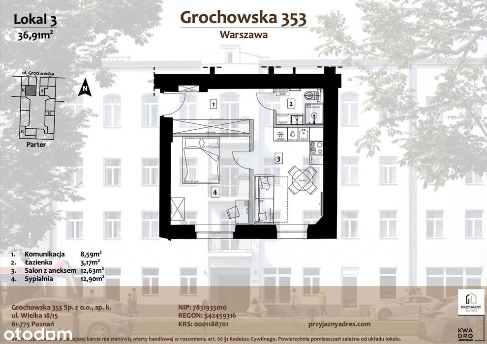 Mieszkanie w kamienicy ul. Grochowska 353 - M3 - Widok 4