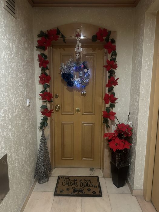 Coroa de Natal  feita á Mao tons de Azul e Prata