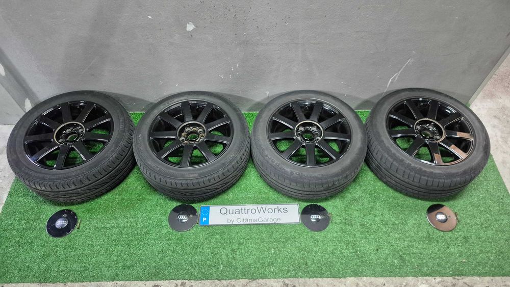 4 Jantes 16 Polegadas Dupla Furacao 5x100 e 5x112 Sline Preto Brilho com Pneus 205/55R16