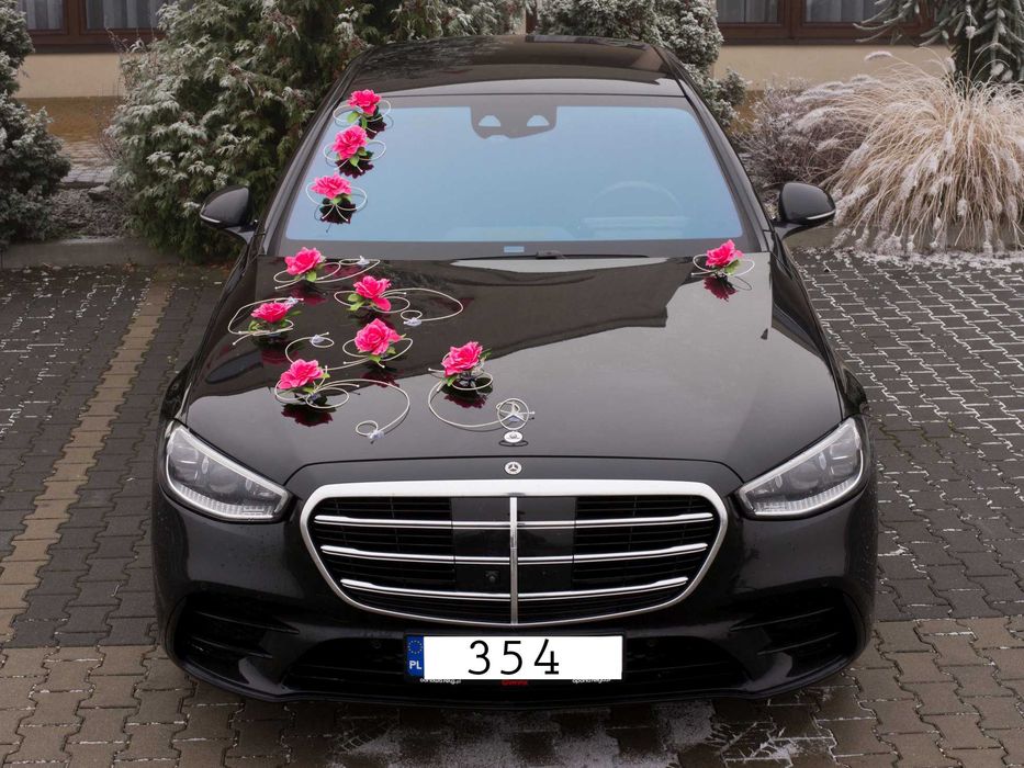 MALINOWA dekoracja na samochód ozdoby na auto do ślubu 354
